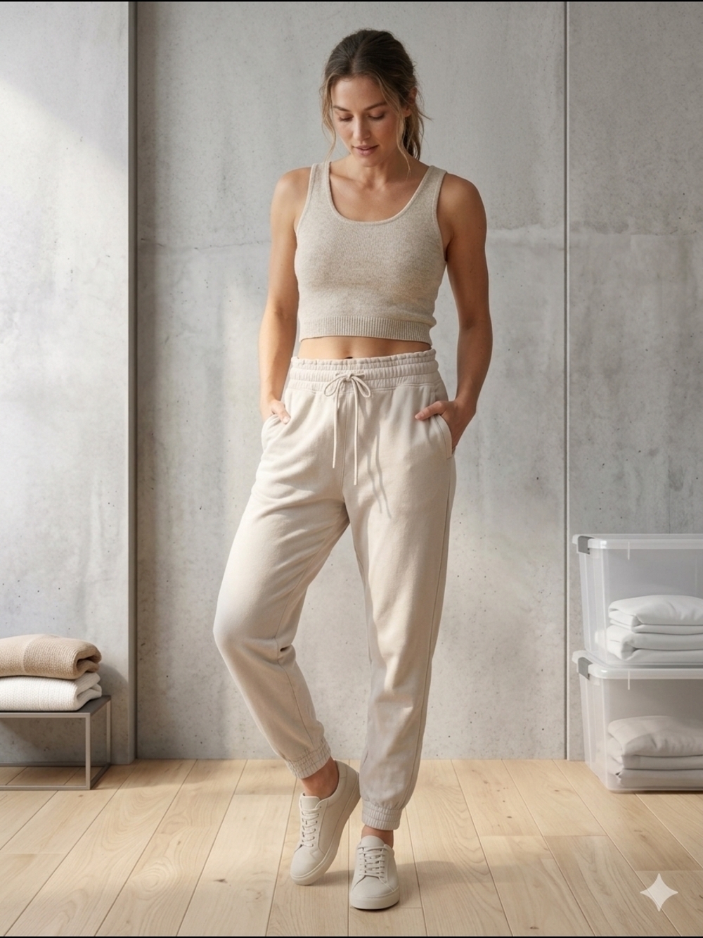 FLX Wander Side Panel Joggers in Bisque Tan - Size L (EUC)